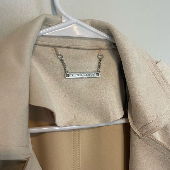 T TAHARI Trench Coat Tan colored Midi Length - Picture 7 of 9